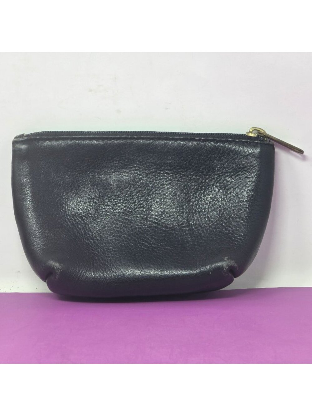 Vintage Hobo International Black Leather Zippered‎ Pouch Made In Colombia